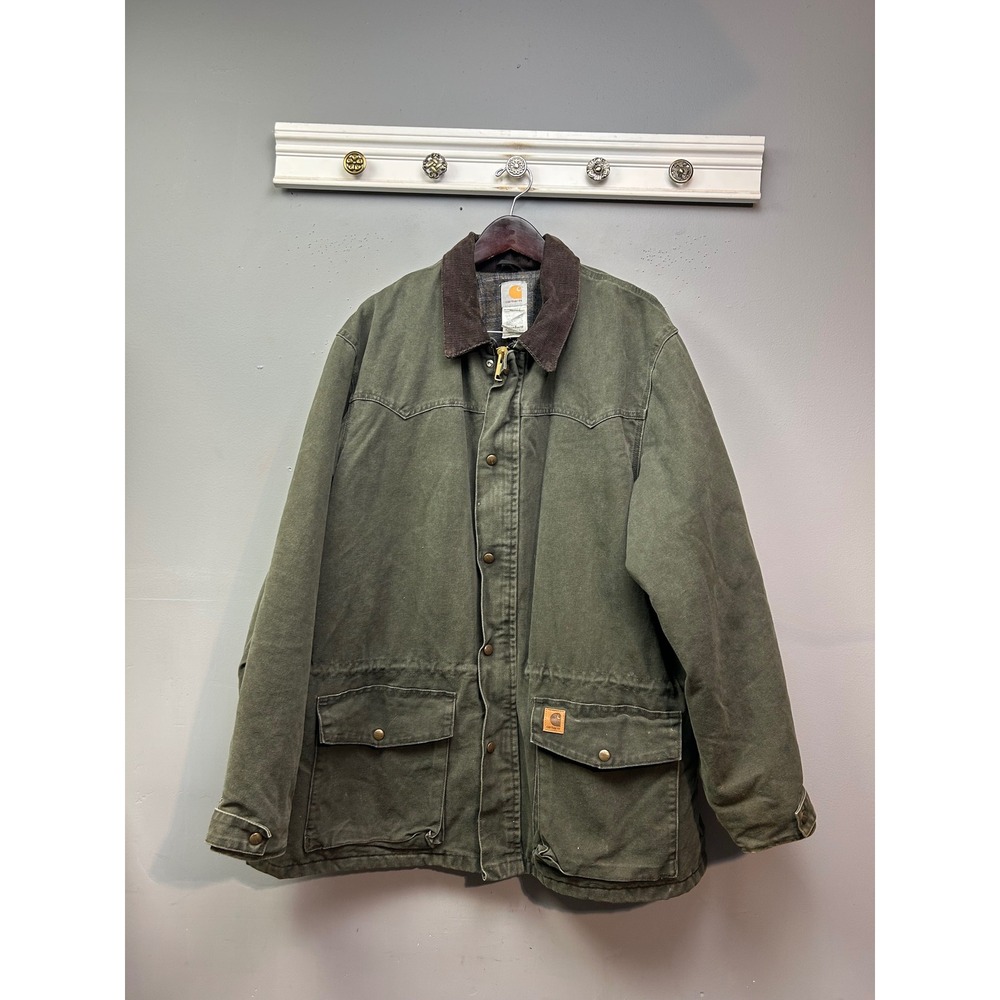 Carhartt Coat Men 2XL Moss Green Sandstone Traditional C52 MOS Blanket Lined